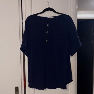 Zenana Outfitters Dark Blue Button-Down Shirt